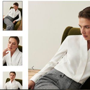 The Fold ivory silk stretch Bowery Blouse